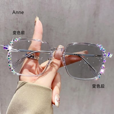 Luxe Diamant Geslepen Fotochemische Bril Trendy Kleur Veranderende Bril Handgemaakte Myopie Bril voor Dames Heren Mode -1.5