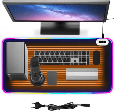 Grote Verwarmde Bureauonderlegger 80x40 cm met 7 Warmtestanden en RGB Verlichting