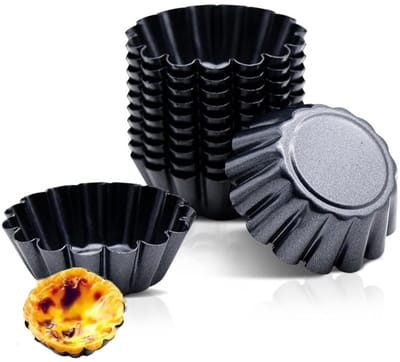 Dailygoods- Taartmallen 12 Stuks - Koolstofstaal - Antikleef - Bakvormen - Ronde Taartpannen - Duurzaam en Veilig