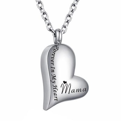 Fako Bijoux® - Ashanger / Assieraad - Hart - Forever In My Heart - Mama - Edelstaal - Zilverkleurig