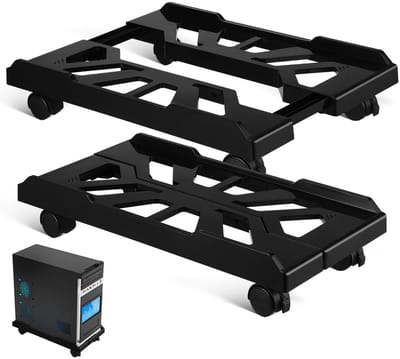 Unyqoos® Verstelbare CPU-standaard met zwenkwielen voor efficiënte werkplekorganisatie