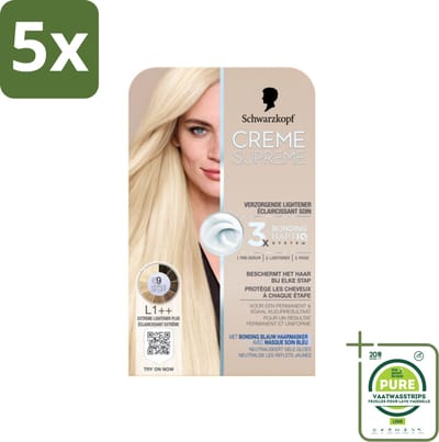 5 x Schwarzkopf - Haarkleuring - Creme Supreme L1++ - Extreme Lightener Plus - 245g - Grootverpakking - Blondeerbehandeling - Permanente Haarkleuring - Blond Haar - Haarkleur - Haarkleuring