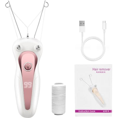 Elektrische lichaamshaarverwijderaar Vrouwen Katoenen draad Been Arm Scheerapparaat Scheerapparaat Lady Beauty Nek Oplaadbare Haarepilator roze