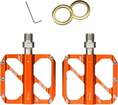 Fiets pedalen - Mountainbike pedalen - Fietsen verbeteren - 3 lagers en 10 pinnen - 11x8.4x2cm - Oranje