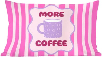 Sierkussens - Kussentjes Woonkamer - 60x40 cm - More coffee - Roze - Paars - Strepen - Mok
