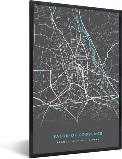 Fotolijst incl. Poster - Salon-de-Provence - Stadskaart - Kaart - Plattegrond - Frankrijk - 40x60 cm - Posterlijst
