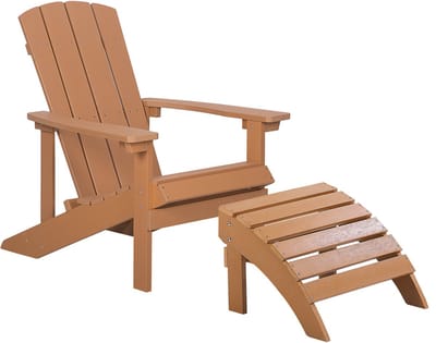 ADIRONDACK - Tuinstoel met voetenbank - Lichte houtkleur - Kunsthout