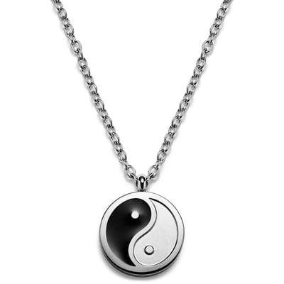 Unity | Zilverkleurige Roestvrijstalen Ketting met Yin en Yang
