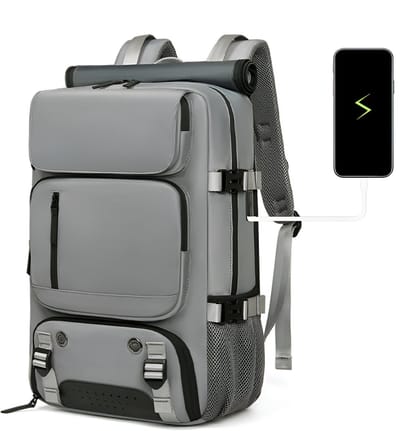 CarryQuest® - Damesreisrugzak - Waterdicht 16-inch Laptoprugzak met Schoenentas - Wandel Campingrugzak - Oxford Materiaal - Donkergrijs