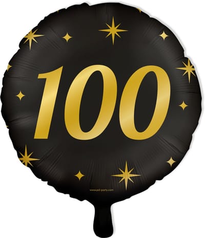 BTH - Folieballon 100 Jaar - Zwart-Goud - Verjaardag Versiering - Helium - Versiering - Verjaardag - Helium Ballonnen