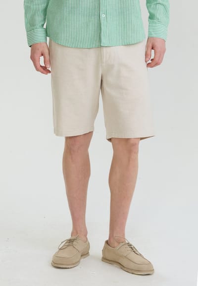 Felix Hardy Chino Zomer Shorts Katoen Linnen Heren Steen - 36
