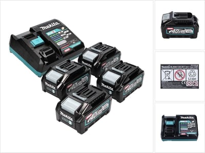 Makita Power Source Kit 40 V max. met 4x BL 4040 accu 4.0 Ah XGT ( 4x 191B26-6 ) + DC 40 RA snellader XGT LXT ( 191E07-8 )