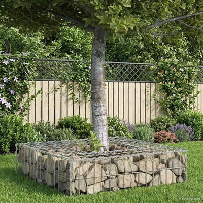 vidaXL - Gabion - verhoogd - bed - 80 - x - 80 - x - 20 - cm - Gegevens - staal - Zilver