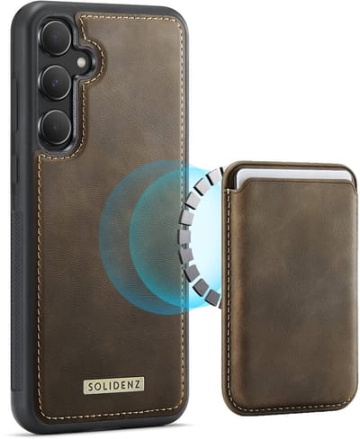 Solidenz Luxe Wallet geschikt voor Samsung Galaxy A17 hoesje - Magnetische Pasjeshouder - Schokbestendig - Bruin