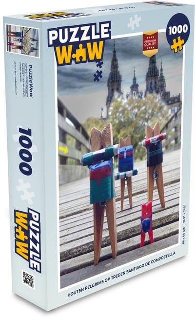 Puzzel Houten pelgrims op treden Santiago de Compostella - Legpuzzel - Puzzel 1000 stukjes volwassenen