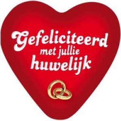 Huldeschild hartvorm rood met opdruk