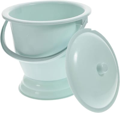 Draagbare Toiletemmer - Nachtpot Urinefles - Thuiszorg Mobiliteit - Geurafsluitend Handvat - 24 x 21 cm - Wit