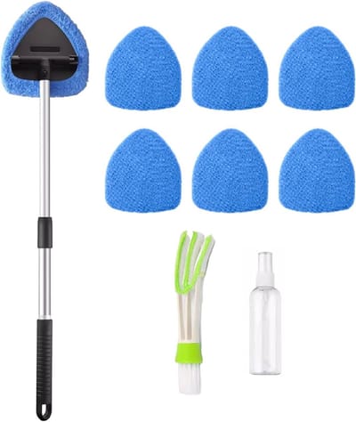 Ruitenborstel Auto - Glasreiniger Tool - Voorruit Schoonmaken - Inclusief Sprayfles - 58 x 14 cm - Grijs