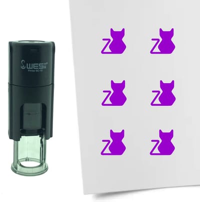 CombiCraft Stempel Kat 10mm rond - paarse inkt