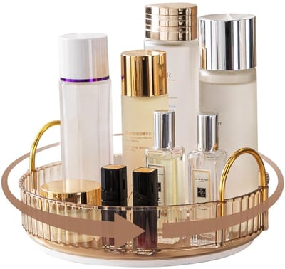 Unyqoos ® Tijdloze Amberkleurige Cosmetica-Organizer met 360 Graden Rotatie voor Efficiënte Opslag