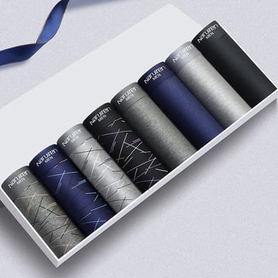 8-delige Heren Ondergoed Set Sport Vierkante Broek Ademende Shorts met Middelhoge Taille Antibacteriële Boxer Shorts XL gray