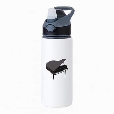Hacebo® - Piano waterfles met rietje zwart - Muziek - Muzikanten - Vleugel - water fles - 650ML