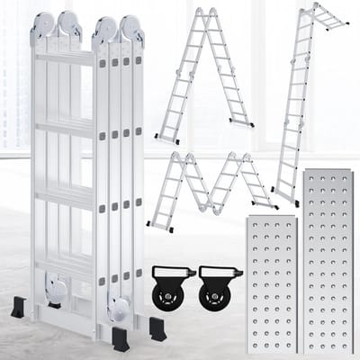 Aluminium Multifunctionele Ladder 7-in-1 4.7 m - inklapbaar met Platform tot 150 kg