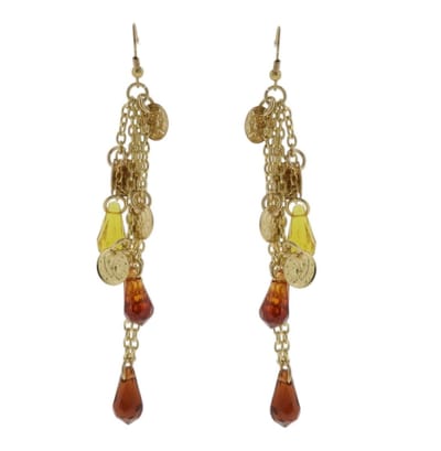 Behave - Oorbellen - Boho Chic - Goudkleur Bruin Lang Dames - 10 cm