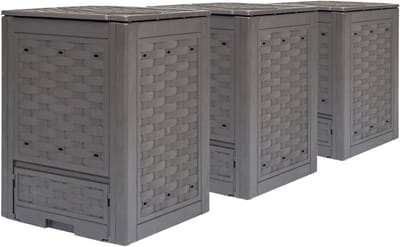 Compostbak Set - Compostbakken Tuin - Afval Verwerken - Rotanstijl Kunststof - 900 liter - Bruin