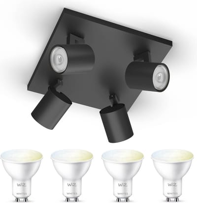 WiZ Runner Opbouwspot (Zwart) - Warm tot Koelwit Licht - Plafondspot met 4 Lichtpunten - GU10 -Te bedienen via WiFi