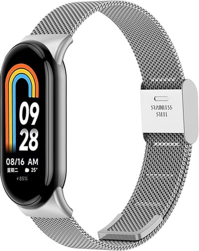 By Qubix - Milanese bandje - Zilver - Geschikt voor Xiaomi Smart Band 8 / 9 / 10