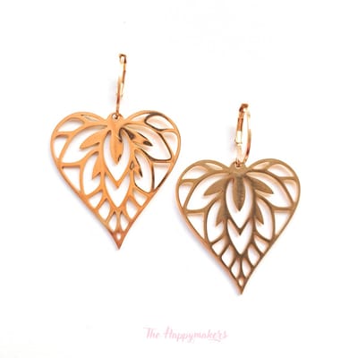 Oorbellen stainless steel ''boho hearts'' waterproof sieraden, roestvrijstaal, bohemian, goud
