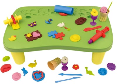 Playtive Speeltafel met opbergruimte 42 delig - Vanaf 3 jaar - Inclusief 8 potten klei