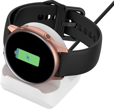 BukkitBow – Luxe Lader Houder Geschikt voor Samsung Galaxy Watch – Oplaadstation / Bureau Standaard voor Samsung Galaxy Watch Active/Classic 1/2/3/4 (40mm - 41mm - 42mm - 44mm - 45mm - 46mm) – Stand Zonder Oplader - Wit