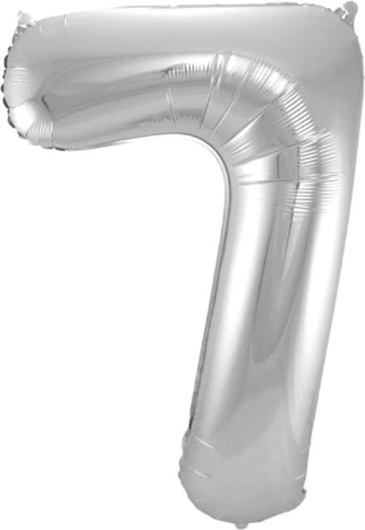 LUQ - Cijfer Ballonnen - Cijfer Ballon 7 Jaar zilver XL Groot - Helium Verjaardag Versiering Feestversiering Folieballon
