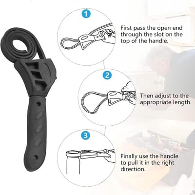 Dailygoods- Bandsleutel 19,7 Inch - Verstelbare Riem - Universele Oliefiltersleutel - Potdeksels Sleutel - Duurzaam Rubber - Schadevrije Grip - Riemsleutel