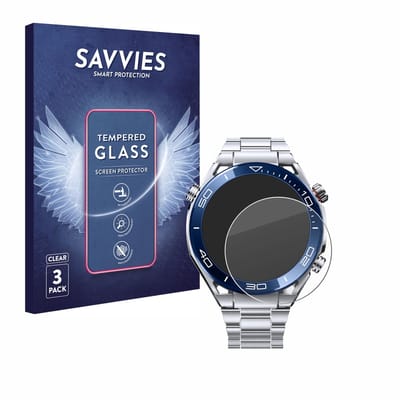 Savvies - Glas Screenprotector voor Huawei Watch Ultimate (48.5 mm) - Gehard Beschermglas 9H 3 Stuks