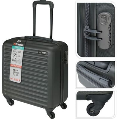 ProWorld Handbagage Koffer 16 Inch - Antraciet - 26 Liter - 4 Zwenkwielen - Cijferslot - 41 x 22 x 47 cm