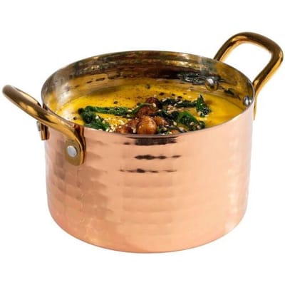 GGM Gastro (6 Stück) Serviertöpfchen - MUMBAI - Edelstahl - 0,6 Liter - Ø 115mm - Kupfer
