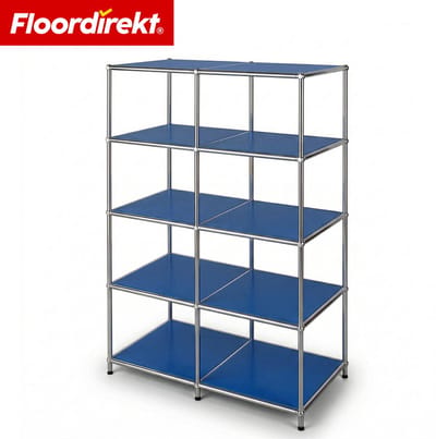 FLOORDIREKT Metalen Rek Concept Epure MK-015 - Open staand rek met 5 planken - Boekenrek & roomdivider van metaal - 78 x 40 x 118 cm - Blauw - Voor woonkamer, kantoor & hal - Stevig en veelzijdig - Verkrijgbaar in verschillende kleuren