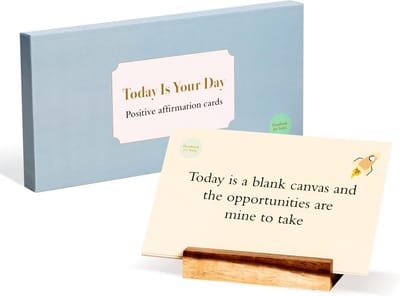 Positieve Bevestigingskaarten Set met Houten Standaard - Dagelijkse Motivatie en Zelfvertrouwen