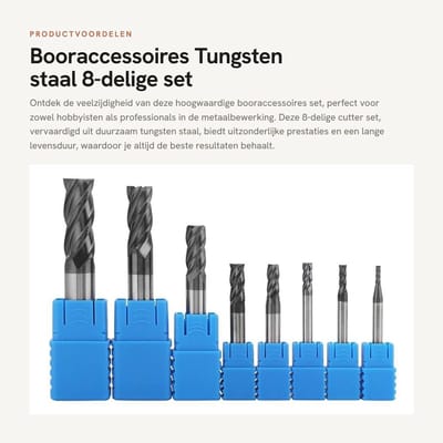 Dailygoods- Schachtfreesset 8mm - 8 Stuks - Hardmetalen Freesgereedschap - Voorbewerken van Hout - Geschikt voor Aluminium/Koper - Coating voor Vermindering Gereedschapswissel - Freesset