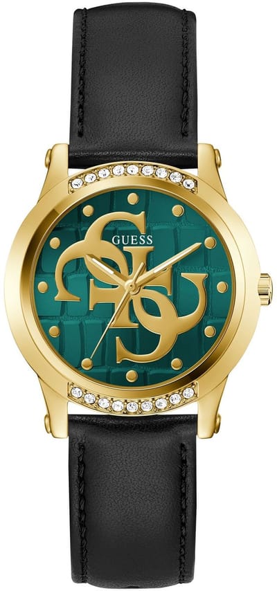Guess Annette Analoge Kwarts Horloge Zwart Kast Gemaakt Van 100% Roestvrij Staal En Een Armband Van 100% Echt Leer 36 GW0860L3, GW0860L5, GW0860L6