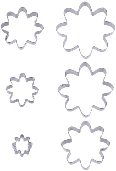 Dailygoods- Koekjesvormpjes Set van 6 Stuks - Roestvrij Stalen Bloemvormpjes - Decoratie Koekjes - Flexibele Maten - Voor Fondanttaartdecoraties - Zilveren Kleur - Koekjesuitsteekvormpjes