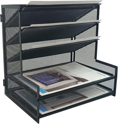 Bureau Organizer - Documentenhouder - Kantoor Organiseren - Vijf Niveaus - 33cm Diep - Zwart