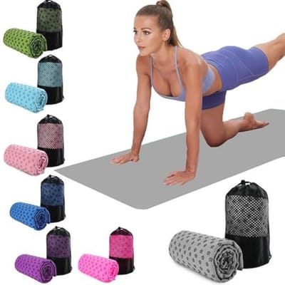 Ademend Antislip Yoga Handdoek 61 x 183 cm - Zweetabsorberende Fitness Handdoek met Draagtas