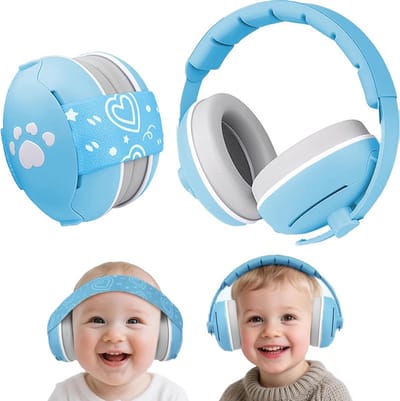 2-in-1 gehoorbescherming voor baby's, 25 dB, geluidsbescherming, hartvormige hoofdtelefoon voor kinderen, met ruisonderdrukking, gehoorbescherming voor maximaal 48 maanden, ideaal voor