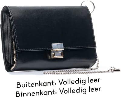 LeonDesign - Horeca Portemonnee - 100% Leer - Zwart - Kelnerbeurs met 7 Vakken, Ketting & 3-Standen Sluiting - 18x11cm