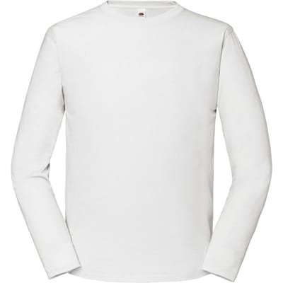 Fruit of the Loom Heren Iconic 195 Premium Ringspun Cotton T-shirt met lange mouwen (Wit)
