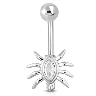 Aramat Jewels | Navelpiercings | Zilverkleurige Zirkonia Spin Navelpiercing | | | |10mm | Staal | Volwassenen | Verkleurd niet